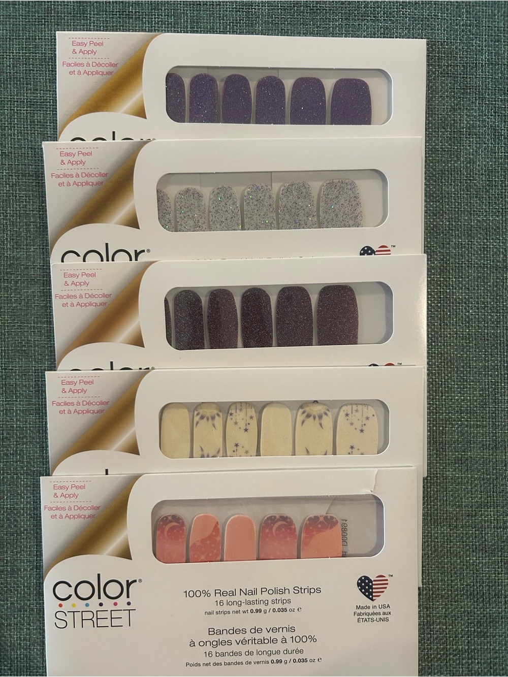 Color Street Nail Polish Strips Lot of 5 NEW Sealed Purple Celestial Glitter